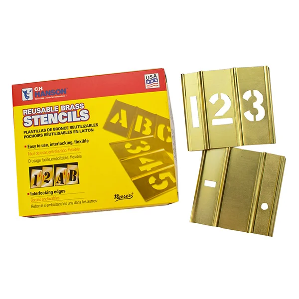 Stencil Kit - Interlocking Numbers - Brass - 2" - 15 Pieces