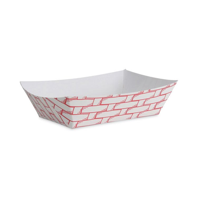 Boardwalk BWK30LAG200 Paper Food Baskets, 2 lb Capacity, Red/Whi
