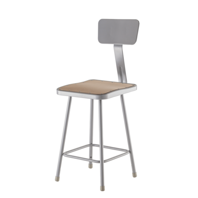 NPS 6324B NPS® 24" Heavy Duty Square Seat Steel Stool with Backr
