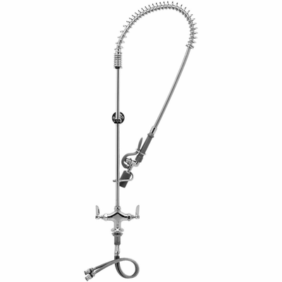 T&S Brass B-0113-BC EasyInstall Pre-Rinse Unit Spring Action Gooseneck & Hole Base Faucet