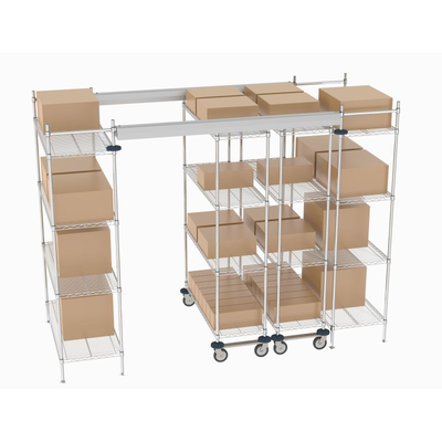 Metro TT10-E2148M1848C Top-Track Overhead Track Shelving Complete Kit for 10 ft. Spaces, 48" Wide Chrome Wire Shelves