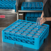 Carlisle 36-Compartment Blue Glass Rack with 1 Blue Extender