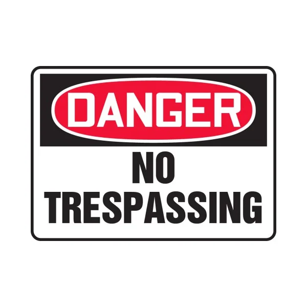 No Trespassing Sign - 14" x 10" - Plastic - English