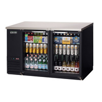 Everest EBB59G-24 57-3/4" Black Two-Door Glass Door Back Bar Cooler, 17-Cubic Feet, NSF