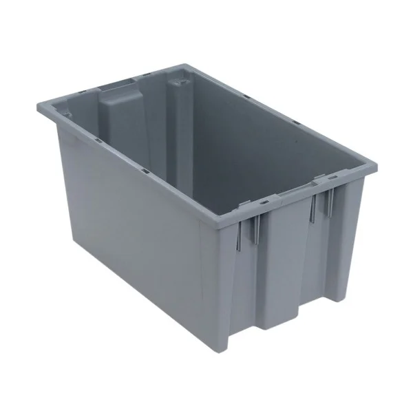 Stack and Nest Tote - Polyethylene - 18" x 11" x 9" - 6/Case - Grey