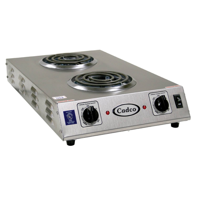 Cadco CDR-1TFB Portable Double Space Saver Hot Plate Countertop