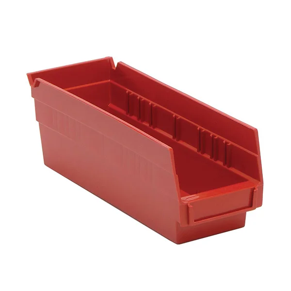 Shelf Bin - Plastic - 4-1/8" x 11-5/8" x 4" - 30 lb Capacity - Red