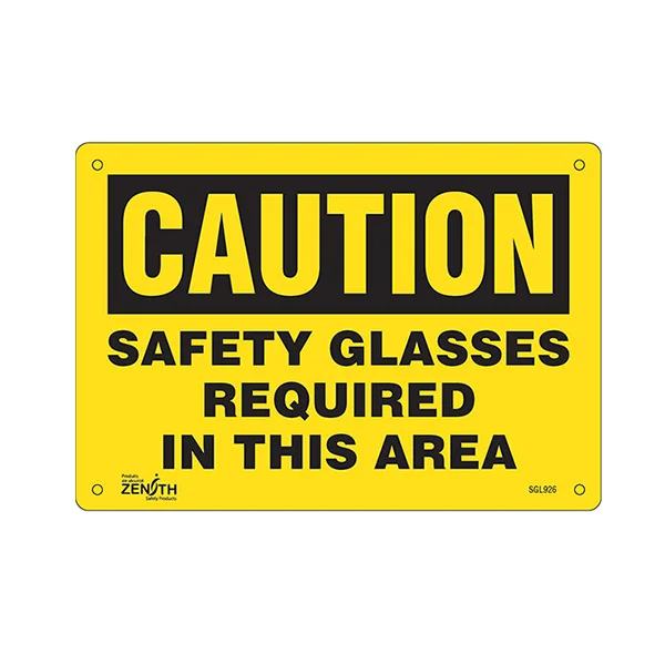 Safety Glasses Required In This Area Sign - 10" x 7" - Plastic - English