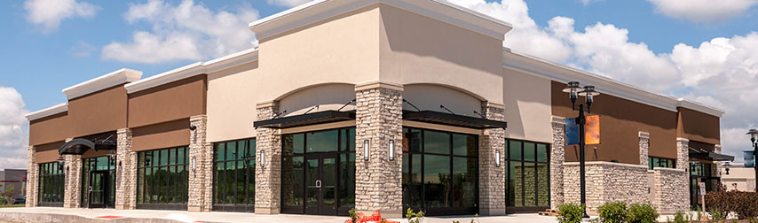 stores and restaurant building