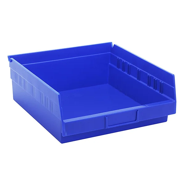 Shelf Bin - Plastic - 11-1/8" x 11-5/8" x 4" - 30 lb Capacity - Blue