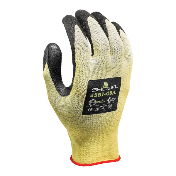Cut-Resistant Gloves - Kevlar Shell - Foam Nitrile Palm Coated - ANSI A4 - 15 Gauge - Yellow/Black - Large