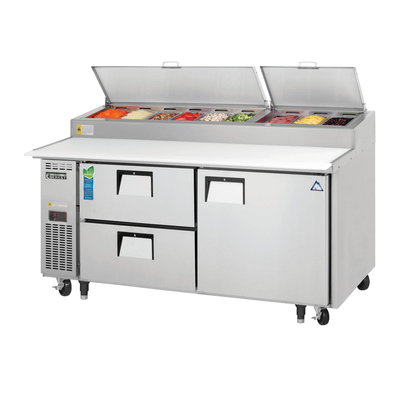 Everest EPPR2-D2 Swing Top Pizza Prep Table 9 Pans, 115v, NSF - 23 cu. ft.