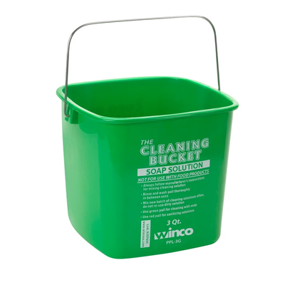 Winco PPL-3G Cleaning Bucket - Green Soap, 3 Quart