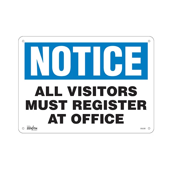 Visitors Must Register Sign - 14" x 10" - Aluminum - English