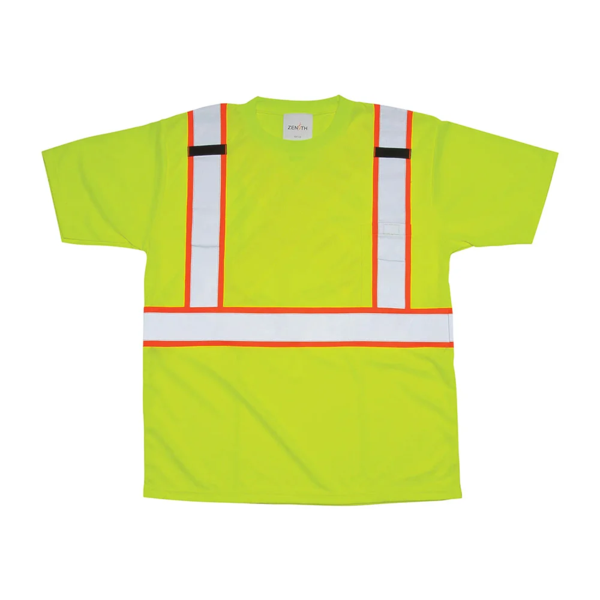 Safety T-Shirt - High Visibility Lime Green - Bird’s-Eye Polyester - CSA Class 2 Level 2 - X-Large