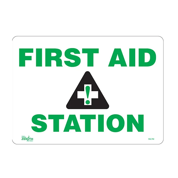 First Aid Station Sign - 14" x 10" - Vinyl - English