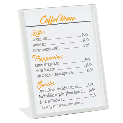 Cal-Mil 3671-811-15 accommodates 8-1/2"W x 11"H card size Menu/Card Holder