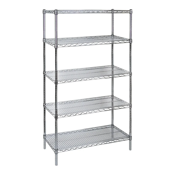 Wire Shelving Unit - Chromate - Heavy-Duty Starter Kit - 36" x 18" x 86" - 5 Shelf - 2000 lb Capacity