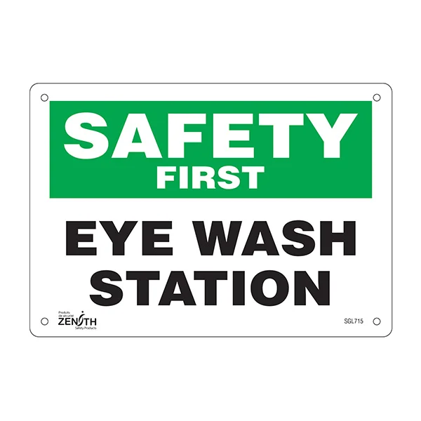 Safety First Eye Wash Station Sign - 10" x 7" - Aluminum - EnglishS