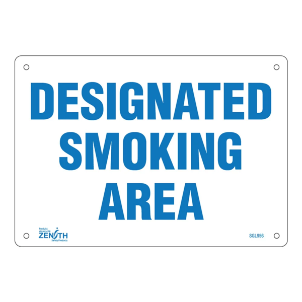 Designated Smoking Area Sign - 10" x 7" - Plastic - English