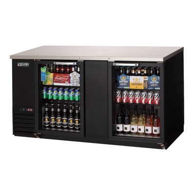 Everest EBB69G Back Bar Cooler Cabinet 2 Glass Doors, 115v, NSF - 24 cu. ft.