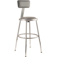 NPS 6418HB NPS® 19"-27" Height Adjustable Heavy Duty Vinyl Padded Steel Stool with Backrest