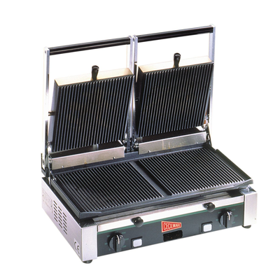 Grindmaster-Cecilware TSG2G Fixed Lower Grill 19-3/4"W X 10"D Grooved Cast Iron Cooking Surface Double Pro Sandwich/Panini Grill