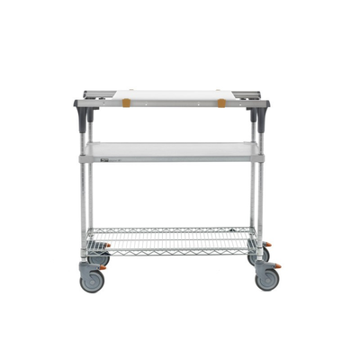 Metro MS1836-FGBR-PK1 PrepMate MultiStation 36" Prep Station with Accessory Pack 1, Solid Galvanized top shelf and Brite Zinc Wire bottom shelf with Chrome posts