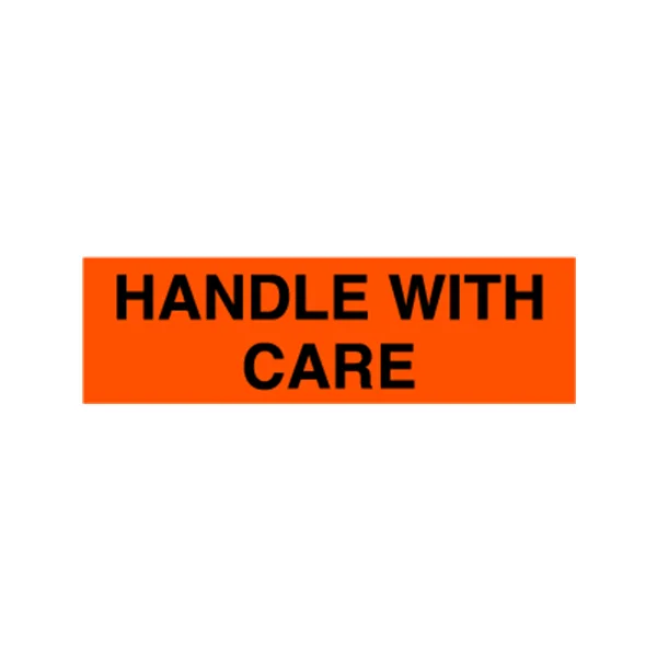 Handle With Care Label - 2" x 5" - Fluorescent Red