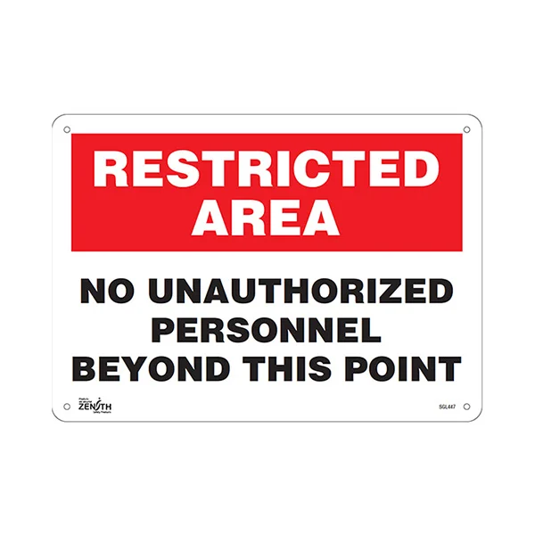 No Unauthorized Personnel Beyond This Point Sign - 14" x 10" - Plastic - English