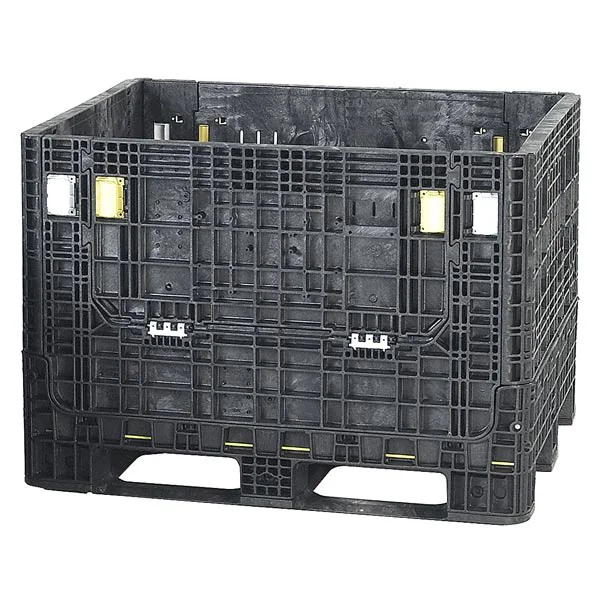 Bulk Container - Plastic - 40" x 48" x 39" - 2000 lb Capacity - 2 Door - Black
