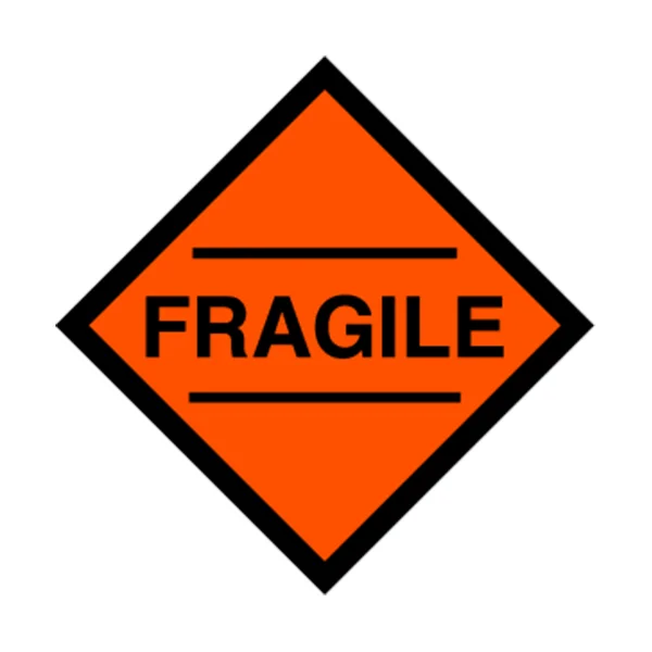 Fragile Label - 3" x 3" - Fluorescent Red