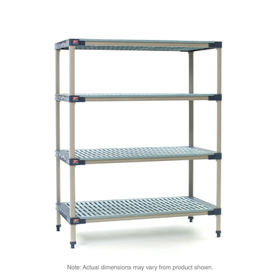 MetroMax 4 X356G4 4-Shelf Plastic Industrial Shelving Starter Unit, 18" x 48" x 63"