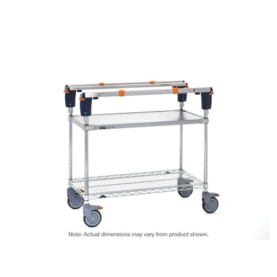 Metro MSQ1848-FGBR PrepMate qwikSet MultiStation 48" Prep Station, Solid Galvanized top shelf and Brite Zinc Wire bottom shelf with Chrome posts