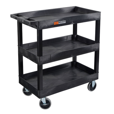 Luxor EC111HD-B TUFFY XL Three-Shelf Heavy-Duty Tub Utility Cart