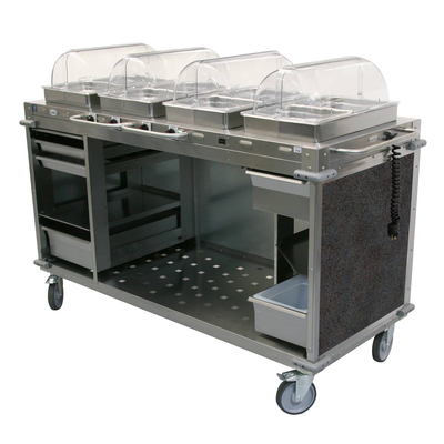 Cadco CBC-HHHH-L3 MobileServ® Mobile Hot Buffet Cart (4) Hot Full Size Buffet Servers