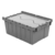 Attached Lid Container - HDPE - 21" x 15" x 9" - 60 lb Capacity - Grey