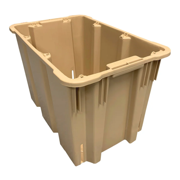 Stack and Nest Bin - Plastic - 22" x 14-1/2" x 14-1/2" - 50 lb Capacity - Beige