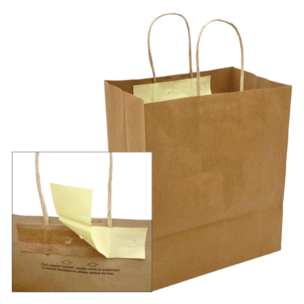 Kraft Shopping Bags - 10" x 7" x 12" - Twisted Handles - Tamper Evident