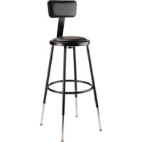 NPS 6424HB-10 NPS® 25"-33" Height Adjustable Heavy Duty Vinyl Padded Steel Stool with Backrest