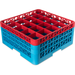 Carlisle RG25-3C410 25-Compartment Blue Glass Rack with 3 Red Ex