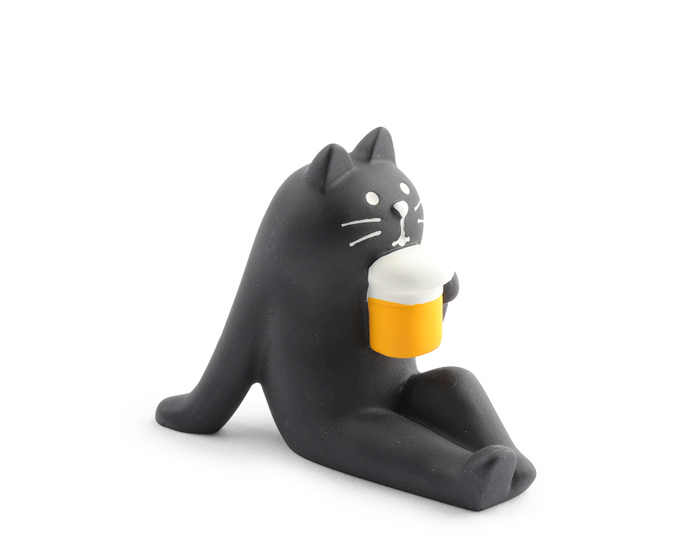Figurine Black Cat with Beer 1.5"h