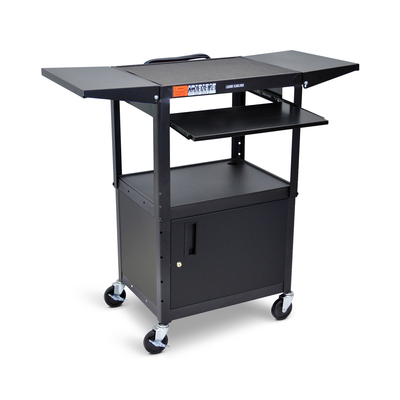 LUXOR AVJ42KBCDL Adjustable-Height Steel AV Cart - Pullout