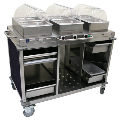 Cadco CBC-HHH-L4-4 MobileServ® Mobile Hot Buffet Cart (3) Hot Full Size Buffet Servers