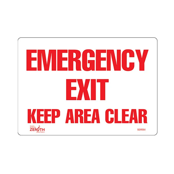 Emergency Exit Keep Area Clear Sign - 10" x 7" - Vinyl - English