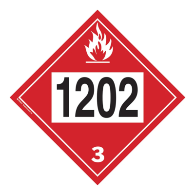 Fuel Oil Flammable Liquid Placard - 10-3/4" x 10-3/4" - Plastic - Class 3