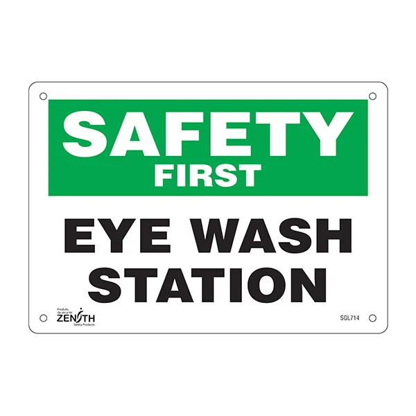 Safety First Eye Wash Station Sign - 10" x 7" - Plastic - English
