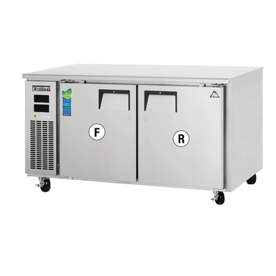 Everest ETRF2 59-1/4" Two-Door Side Mount Undercounter Dual Temp Refrigerator/Freezer Combo, 18-Cubic Feet, NSF