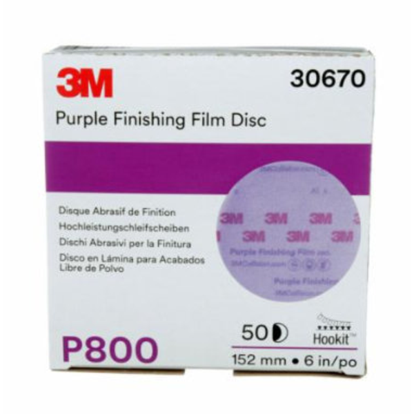 Hookit™ Purple Finishing Film Abrasive Disc 6" 800 Grit, 50 discs per carton,