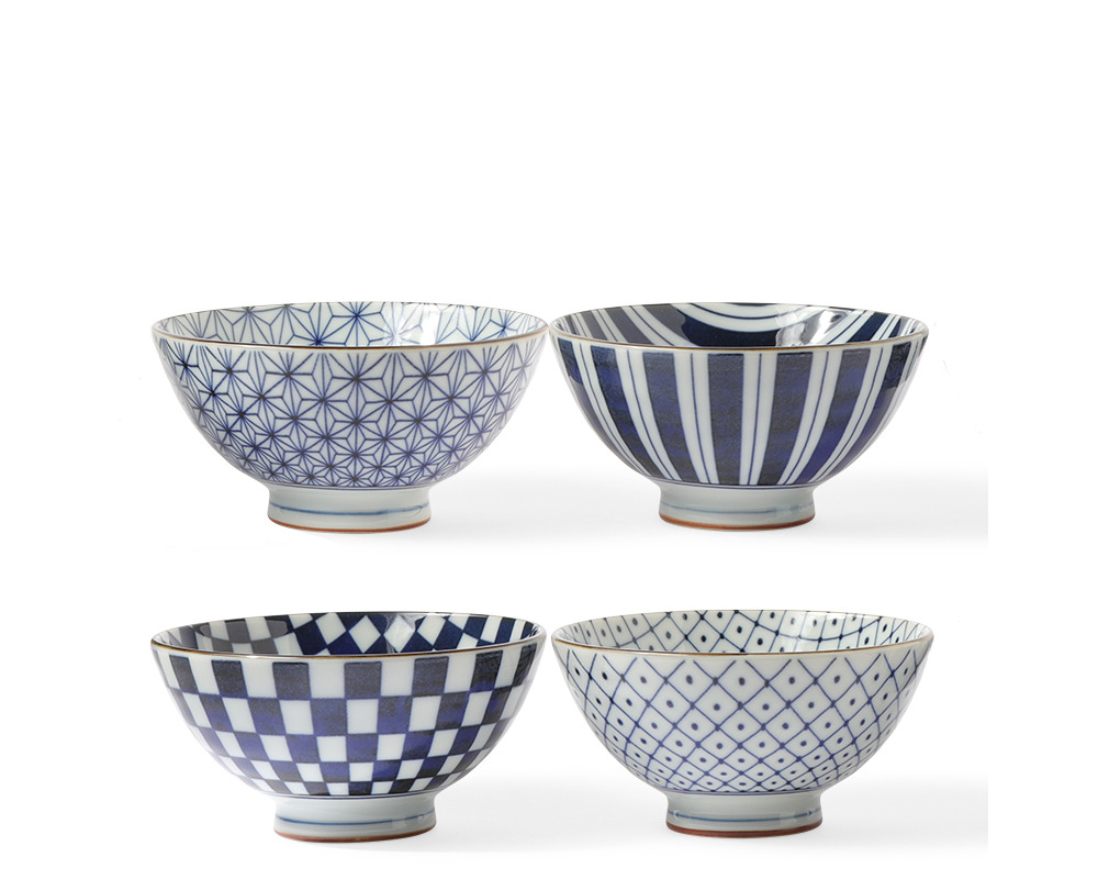 Blue & White 4.5" Rice Bowl Set